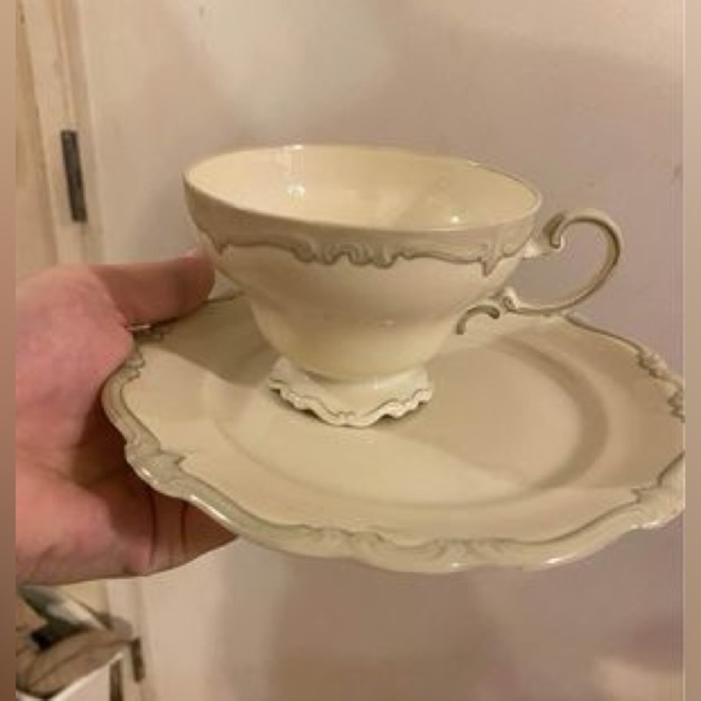 Almost a full 12 place setting German China set. Missing maybe 5 items.